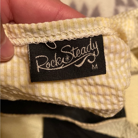 Rocksteady Yellow and white seersucker halter dress - Picture 2 of 4